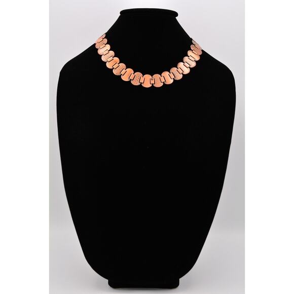 Vintage Copper Collar Necklace Statement Antiqued Chunky Linked Heavy 1960s Bin2 - Picture 3 of 12